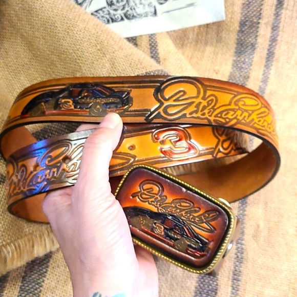 Vintage Other - Vintage leather Dale Earnhardt #3 belt with matching brass alloy buckle